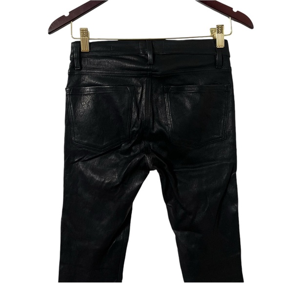 FRAME Lamb Leather Le Skinny De Jeanne Midrise Black Pants - Picture 8 of 11